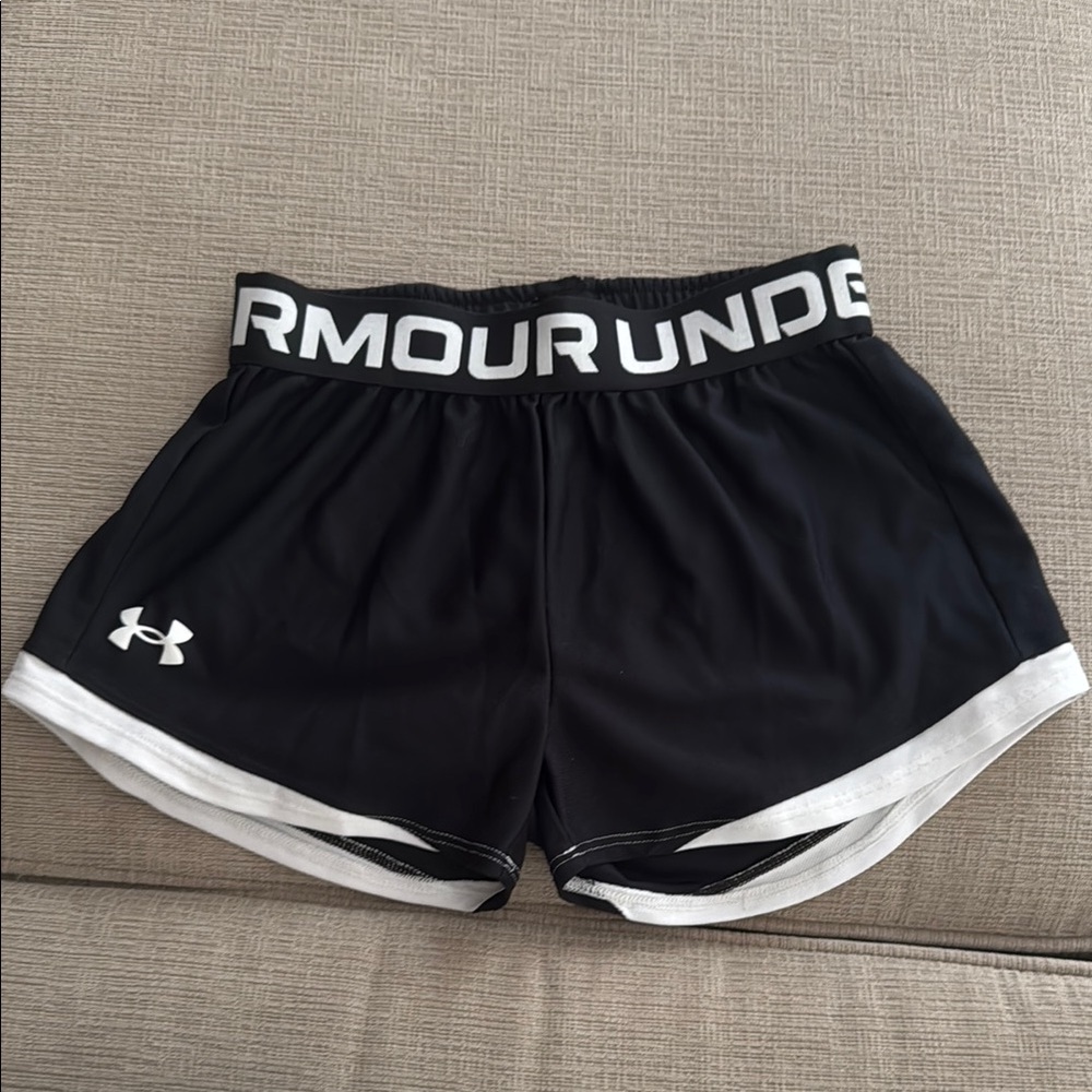 Under Armour Women's Black and White Athletic Shorts